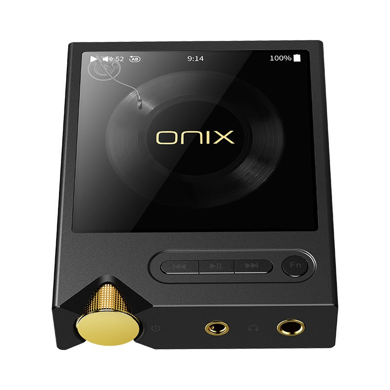 ONIX Tocata XM2 front view showing the 3-inch touchscreen, hardware buttons and gold volume wheel