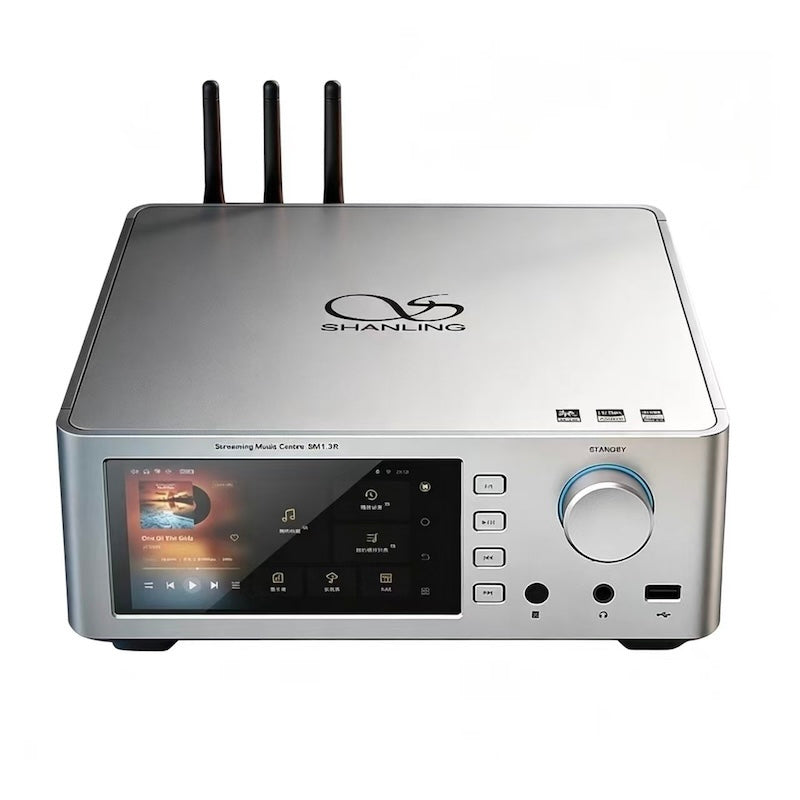 Shanling SM1.3R silver front view – in-house R2R DAC Hi-Fi network streamer