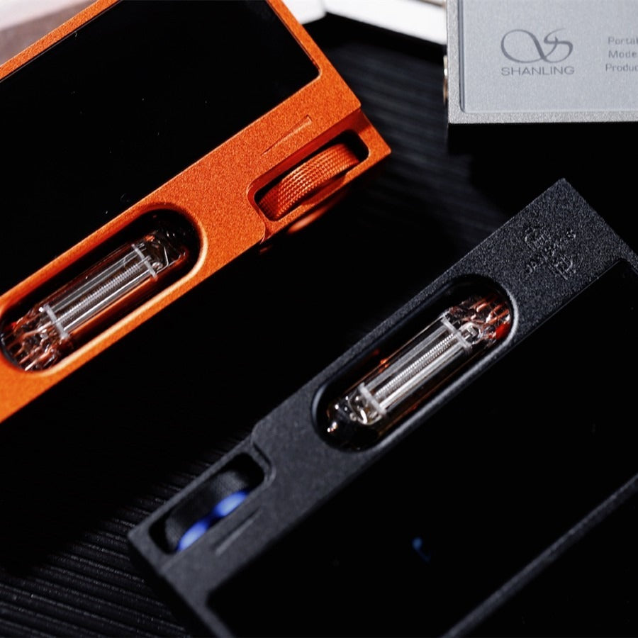 shanling ua7 portable usb dac amp orange and black tubes