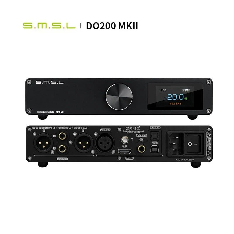 SMSL DO200 MKII MQA CD Player and Digital Media Center with Dual ES9068AS, I2S, AES/EBU, and Bluetooth LDAC