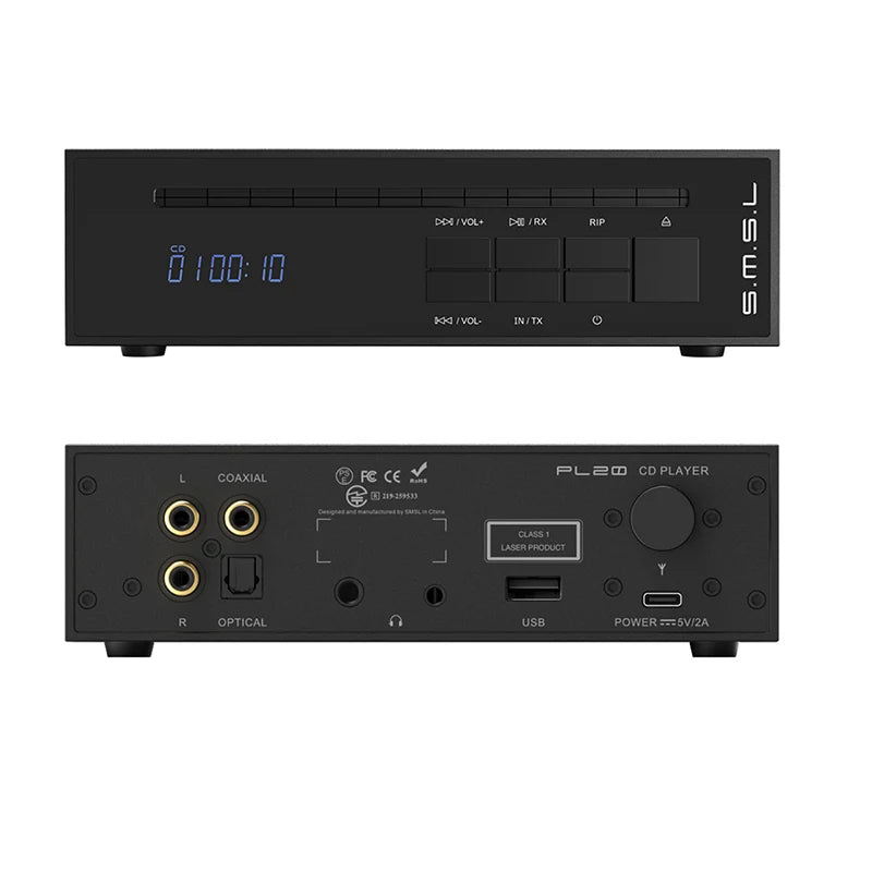 SMSL PL20 Dual CS43131 CD Player with Bluetooth 5.3 and One-Touch CD Ripping