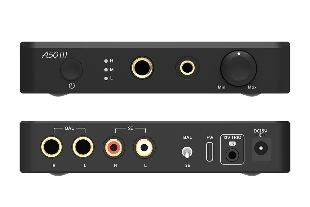 topping a50 iii headphone amplifier black rear panel view