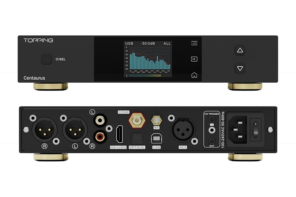 topping centaurus r2r dac display closeup