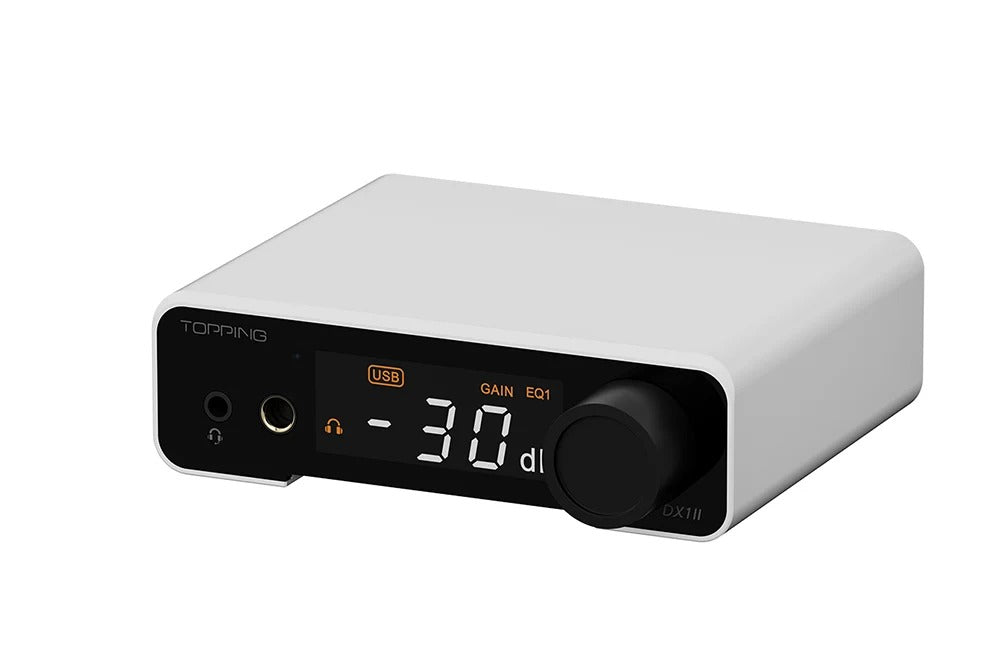 topping dx1 ii dac headphone amplifier controls closeup