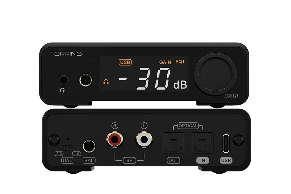 topping dx1 ii dac headphone amplifier side view