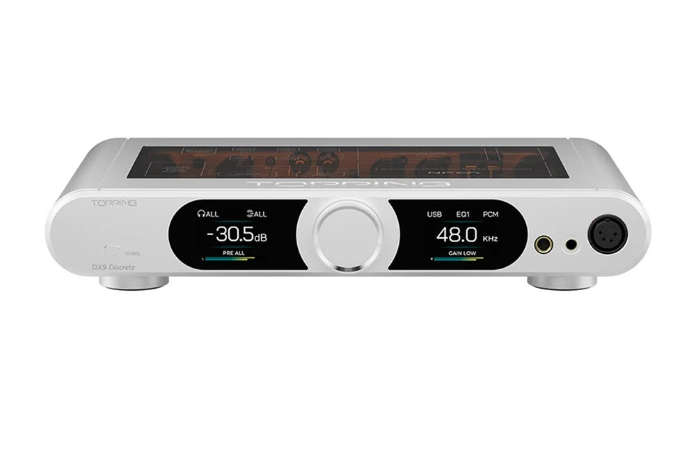 topping dx9 discrete dac headphone amplifier display closeup