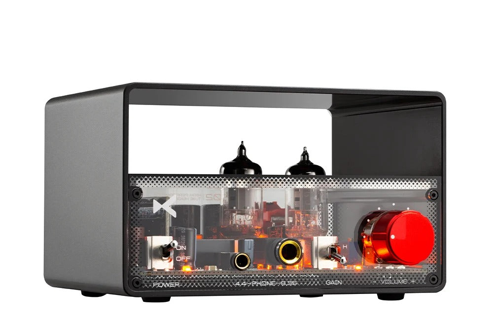 xduoo mt02 tube headphone amplifier angle view